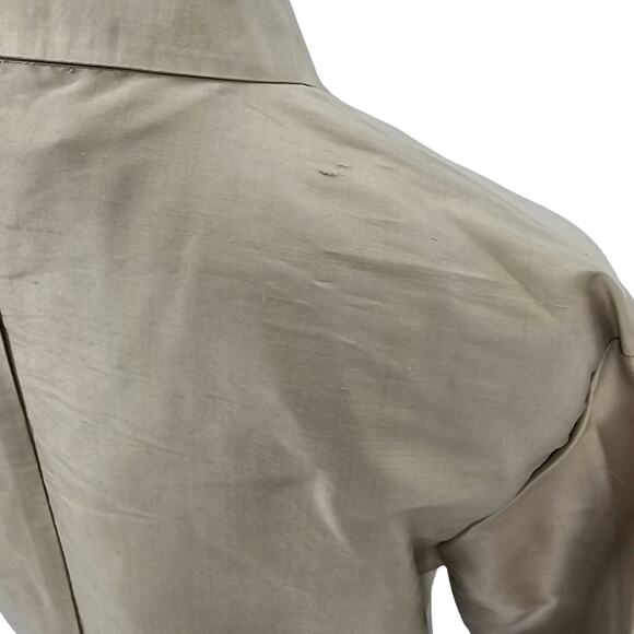 Silkland Woman size S 100% Textured Silk Tan Midi Shirt Dress Shell Buttons FLAW - Picture 6 of 9